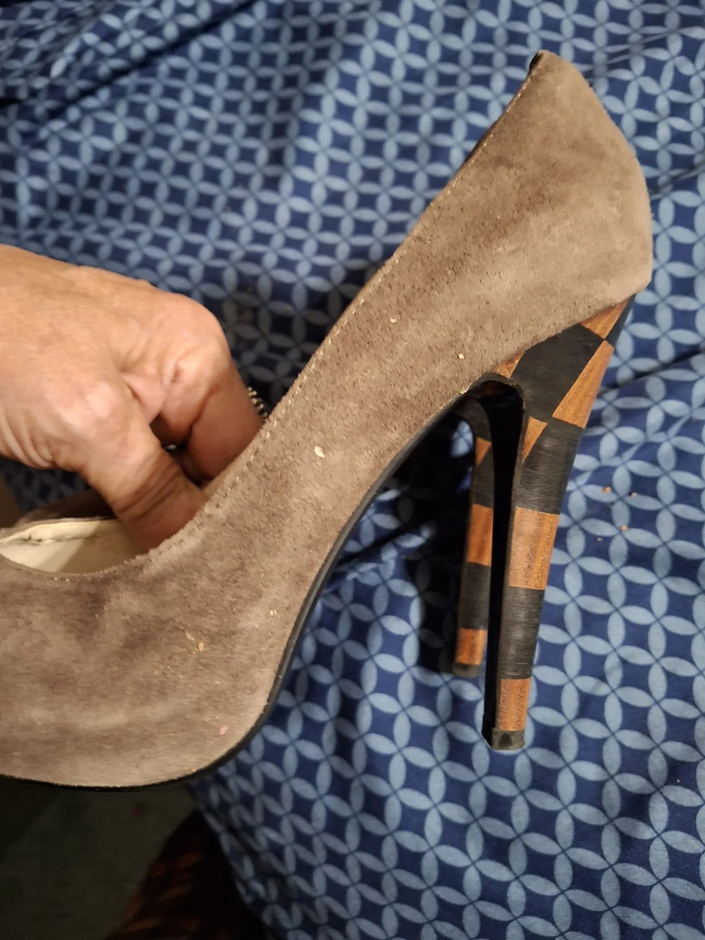 N.Y.L.A. Taupe Suede Peep-Toe Heels